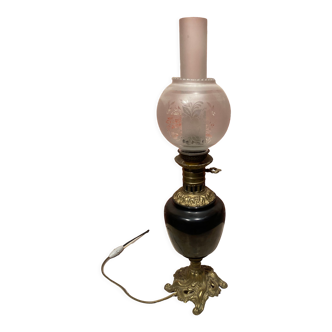Ceramic and brass kerosene lamp