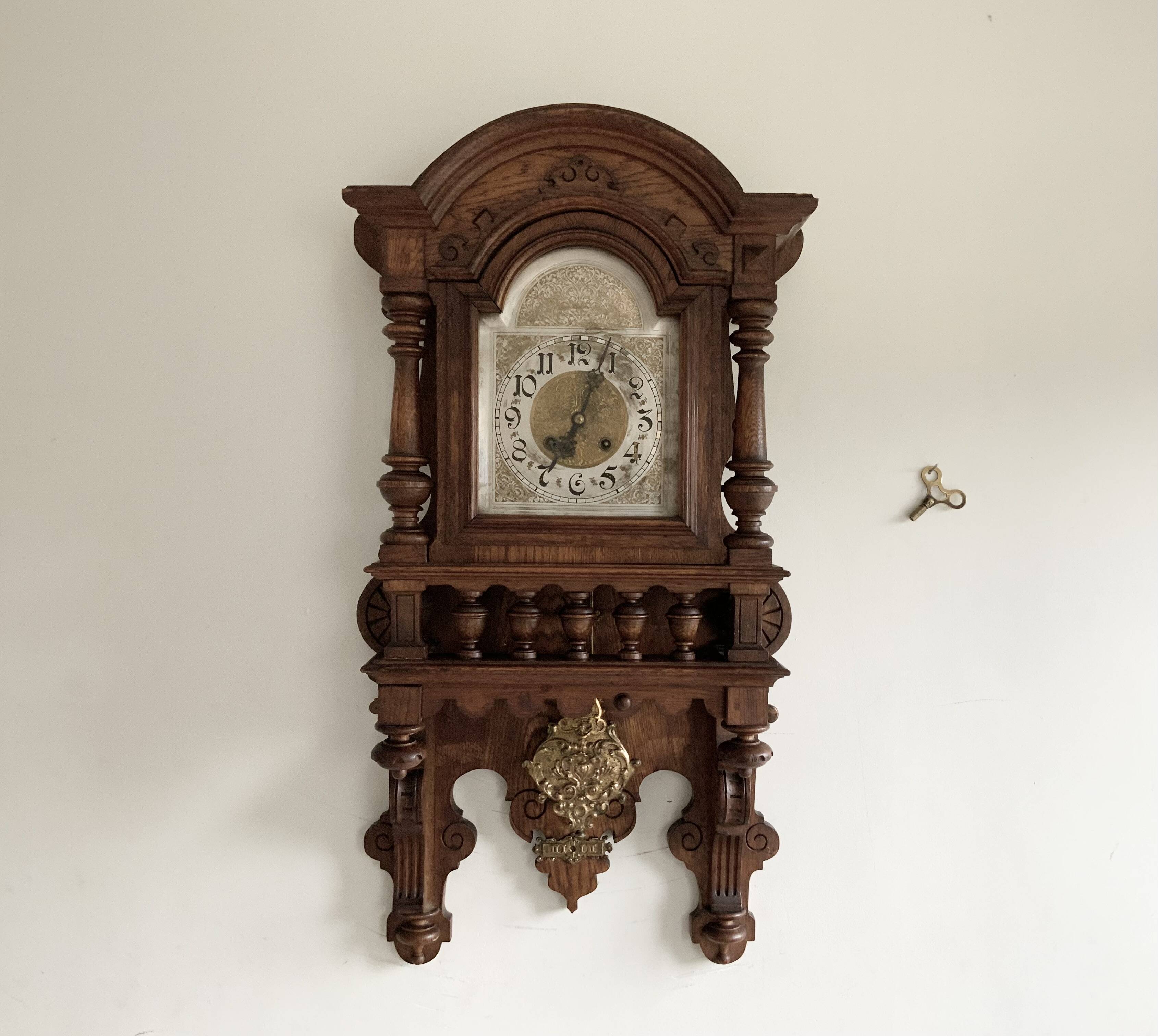 Antique Gustav Becker Freiburg Regulator Oak Case Clock, Germany, 1900s