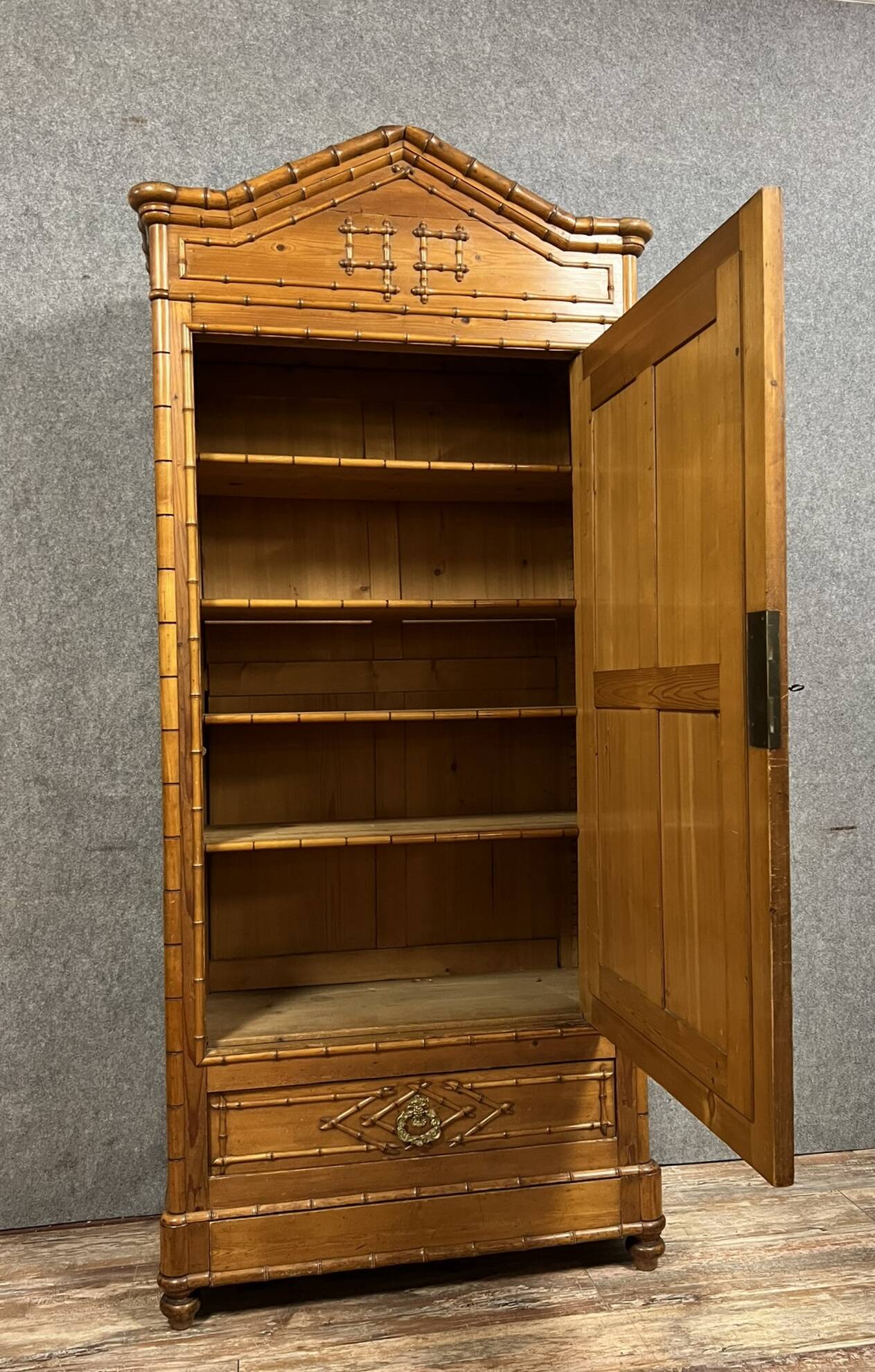 Napoleon III period wardrobe in bamboo-style cherry wood