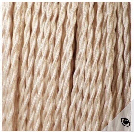 Wood lamp, fabric cable, cotton shade