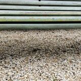 Antique Garden Bench with Wooden Slats and Iron Legs