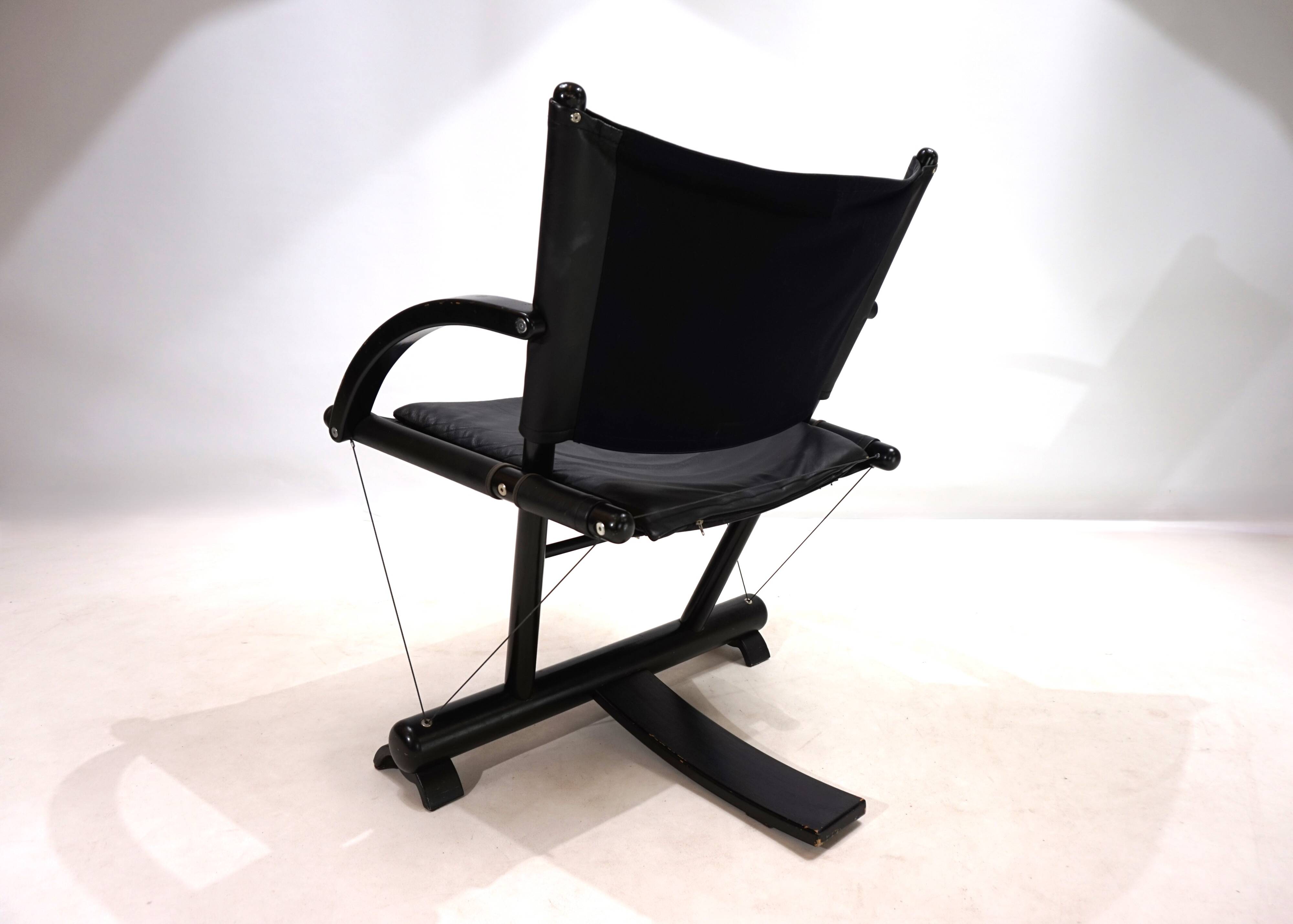 Fauteuil lounge en cuir Weishäupl Werkstätten String, 1980