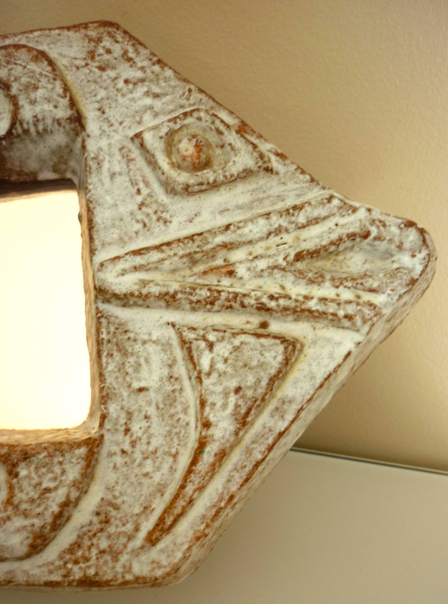 Miroir poisson, céramique émaillée, signé Robert Meynard, Vallauris, 1950