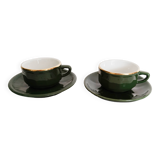 Apilco bistro coffee cups, green and gold
