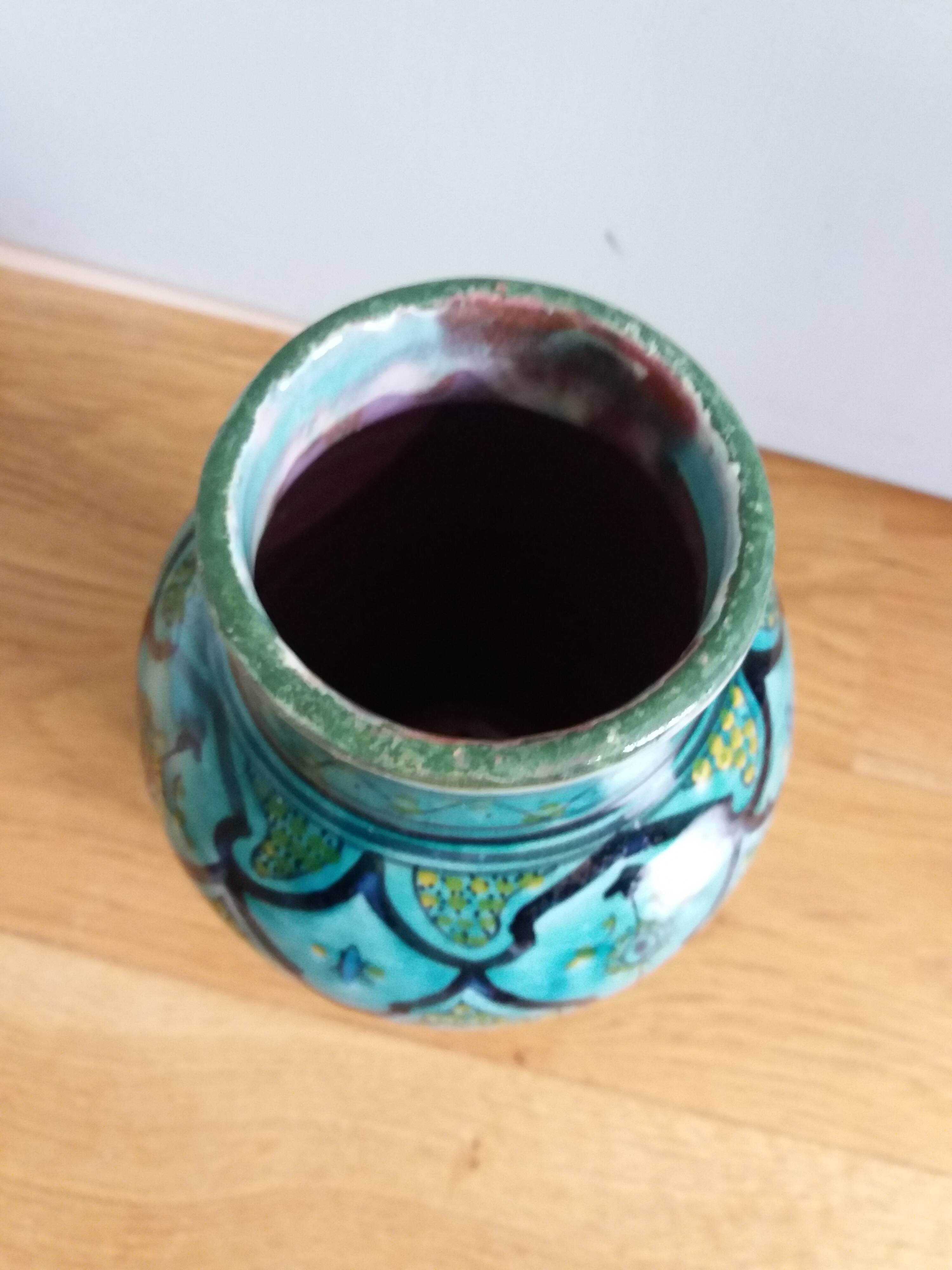 Handcrafted Safi turquoise vase signed