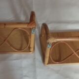 Pair of vintage bamboo shelves