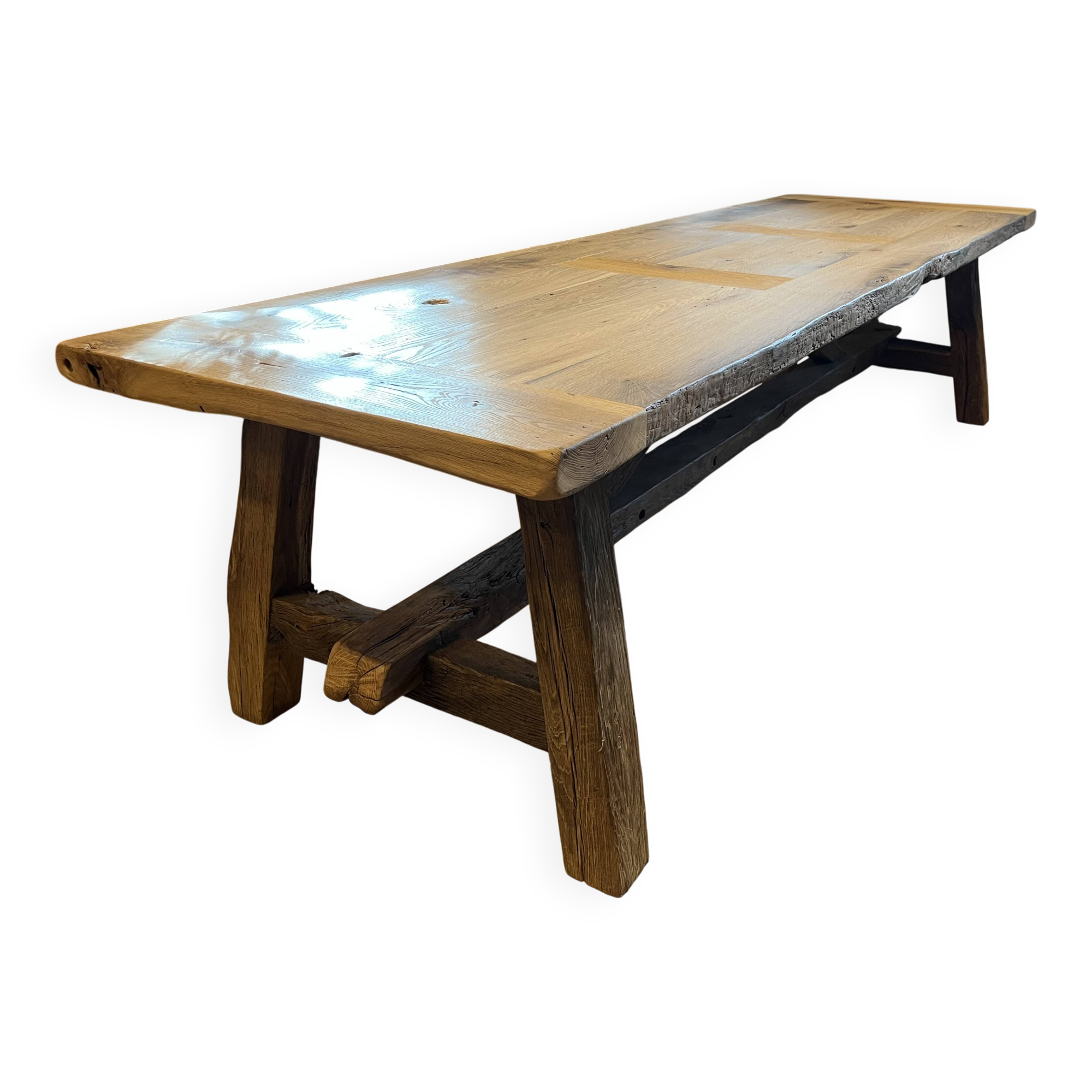 Tower antique oak farmhouse table - 300 by 93 cm