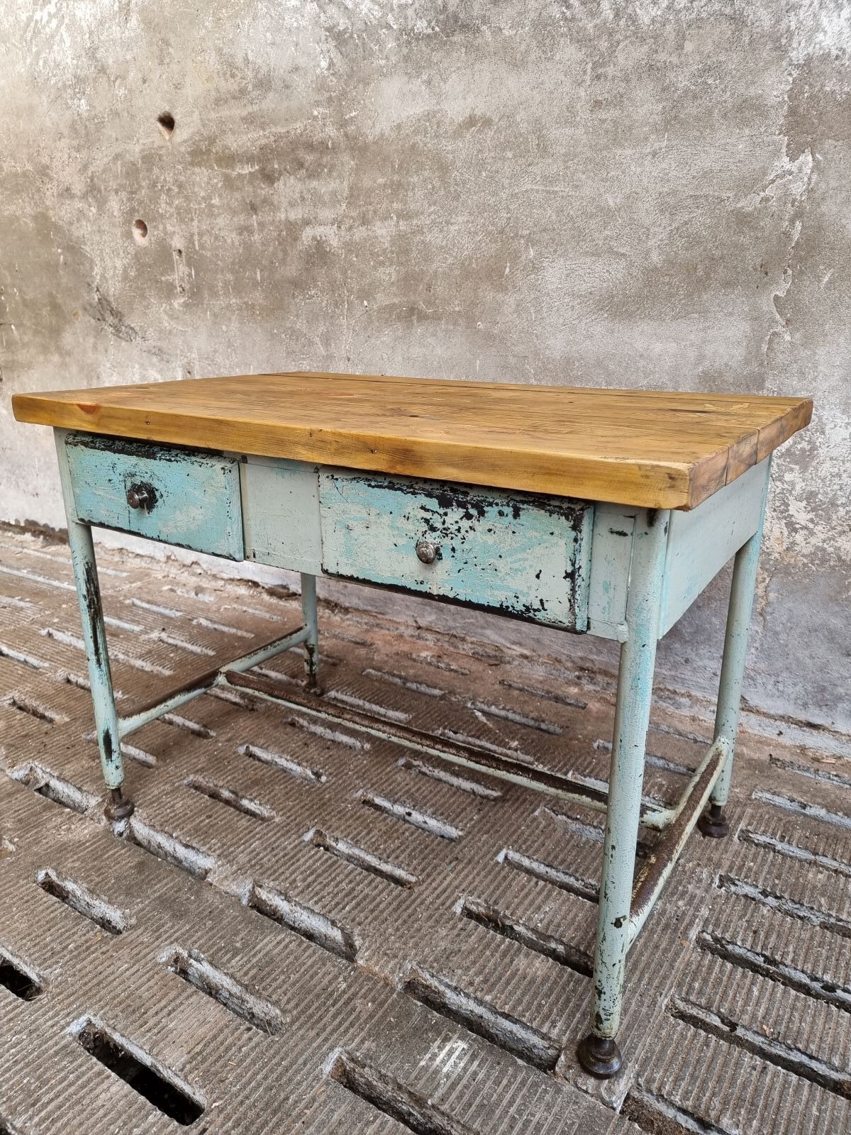 Industrial workbench side table bathroom furniture with drawers