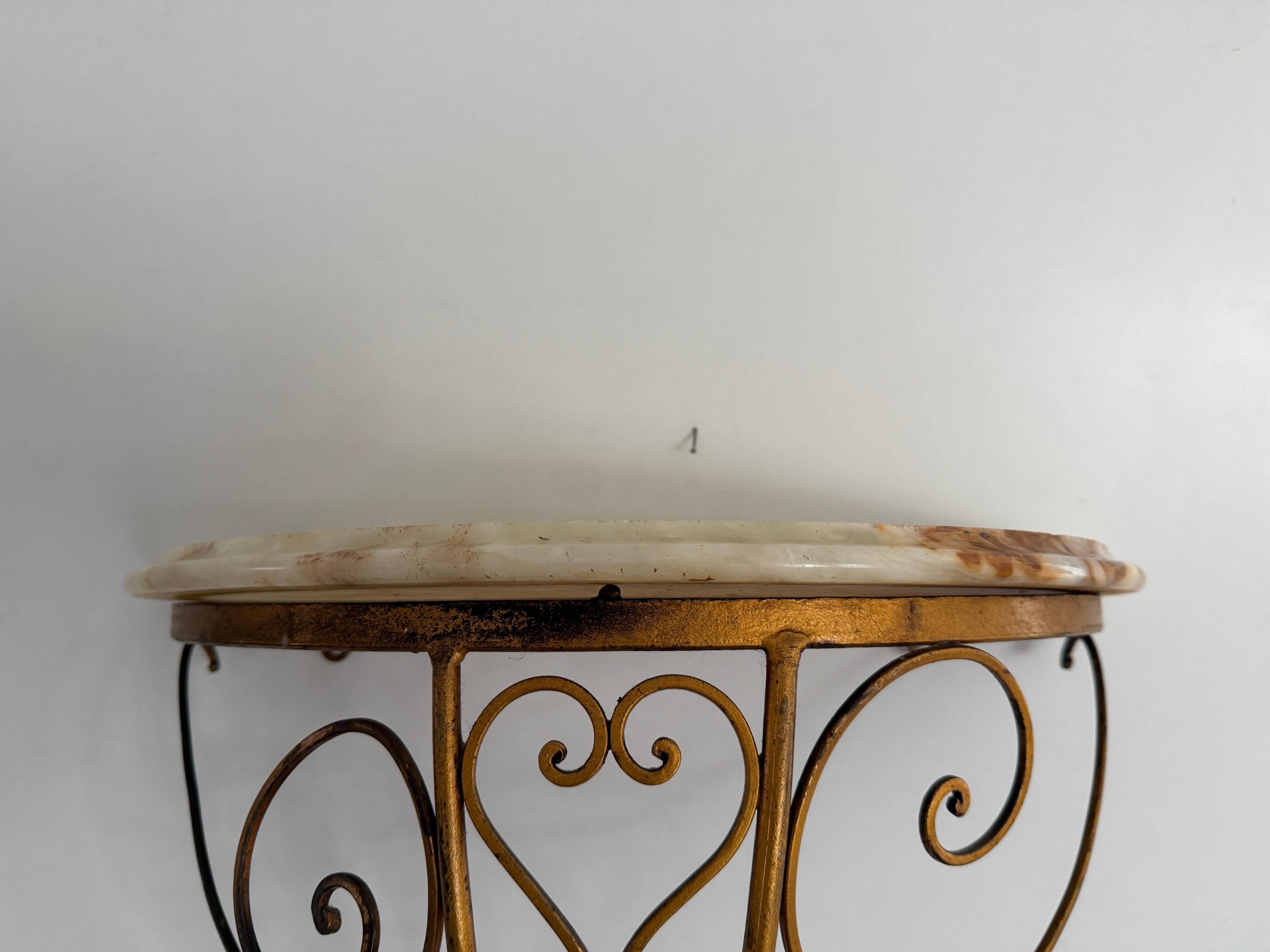 Mid-century floating wall console in wrought iron, 1950, Italy