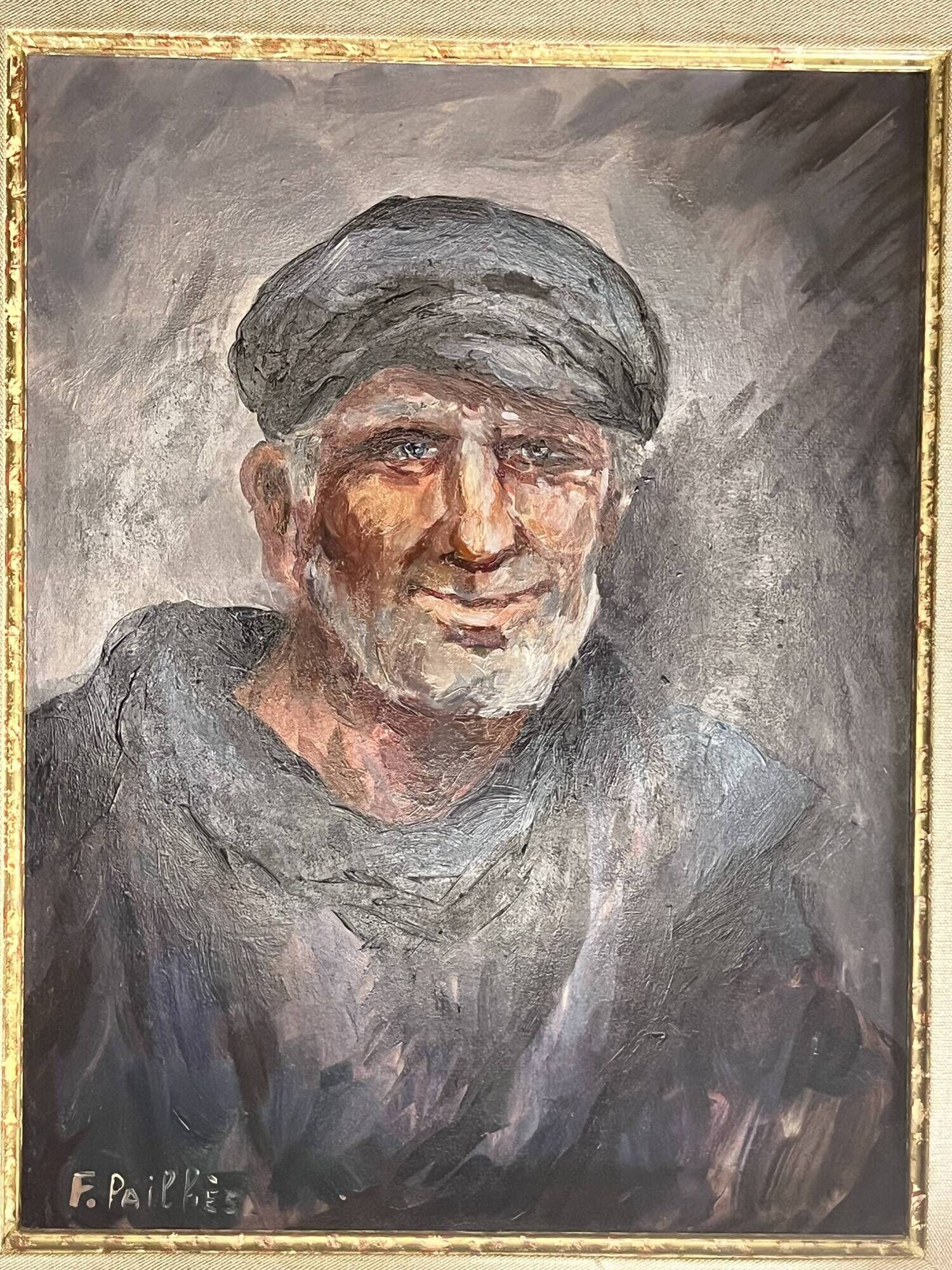 Fred Pailhès (1902-1991) "The Fisherman" Oil on panel signed