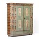 Rustic Weathered Farmhouse Folk Art Painted Bridal Cabinet