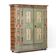 Rustic Weathered Farmhouse Folk Art Painted Bridal Cabinet