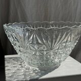 Large glass salad bowl with diamond points D30
