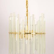 golden brass chandelier with crystal glass rods by C. Palme, Germany, 1970s.
