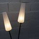 Arlus floor lamp with tripod base and 2 ribbed glass lamps 1950