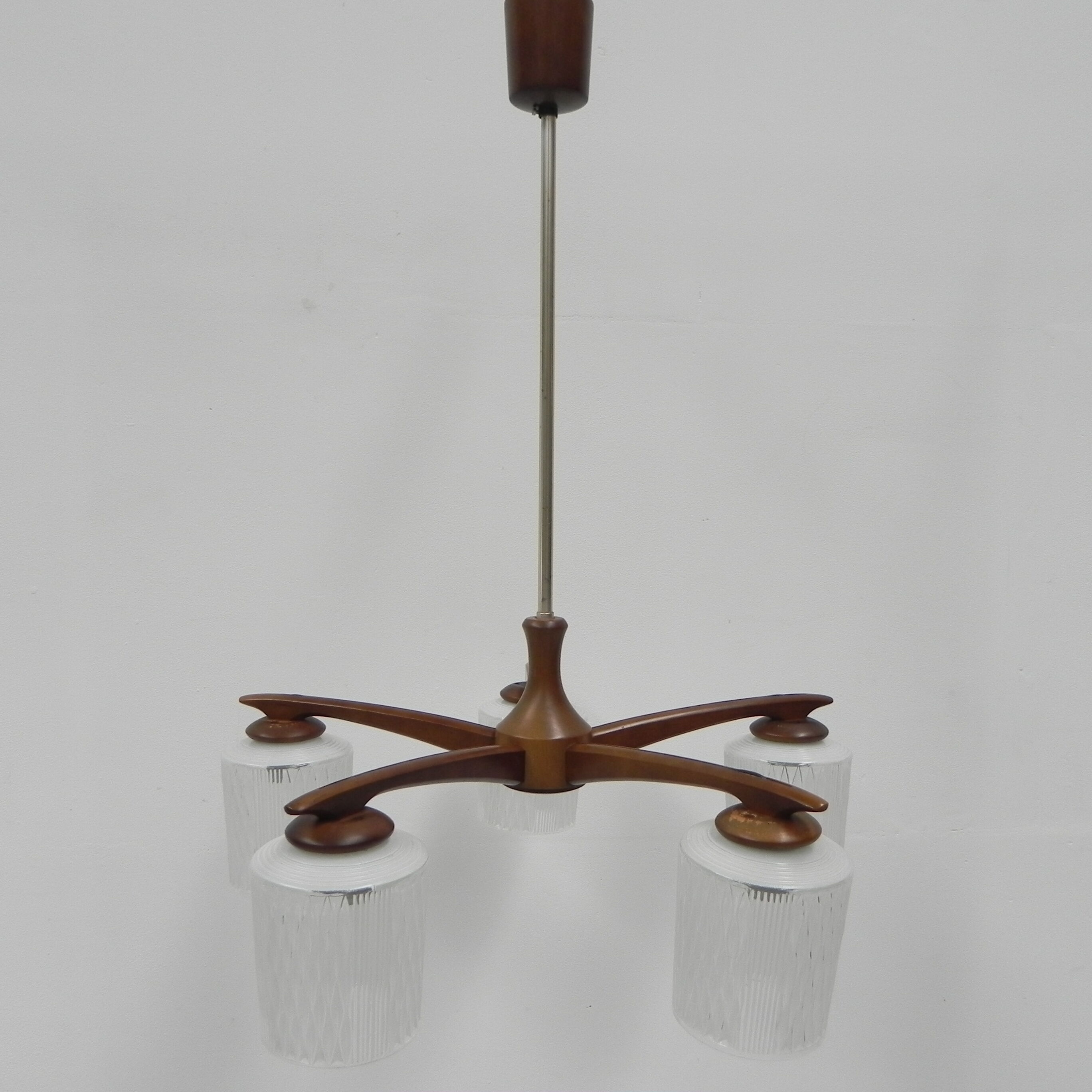 Vintage hanging lamp with 5 glass shades