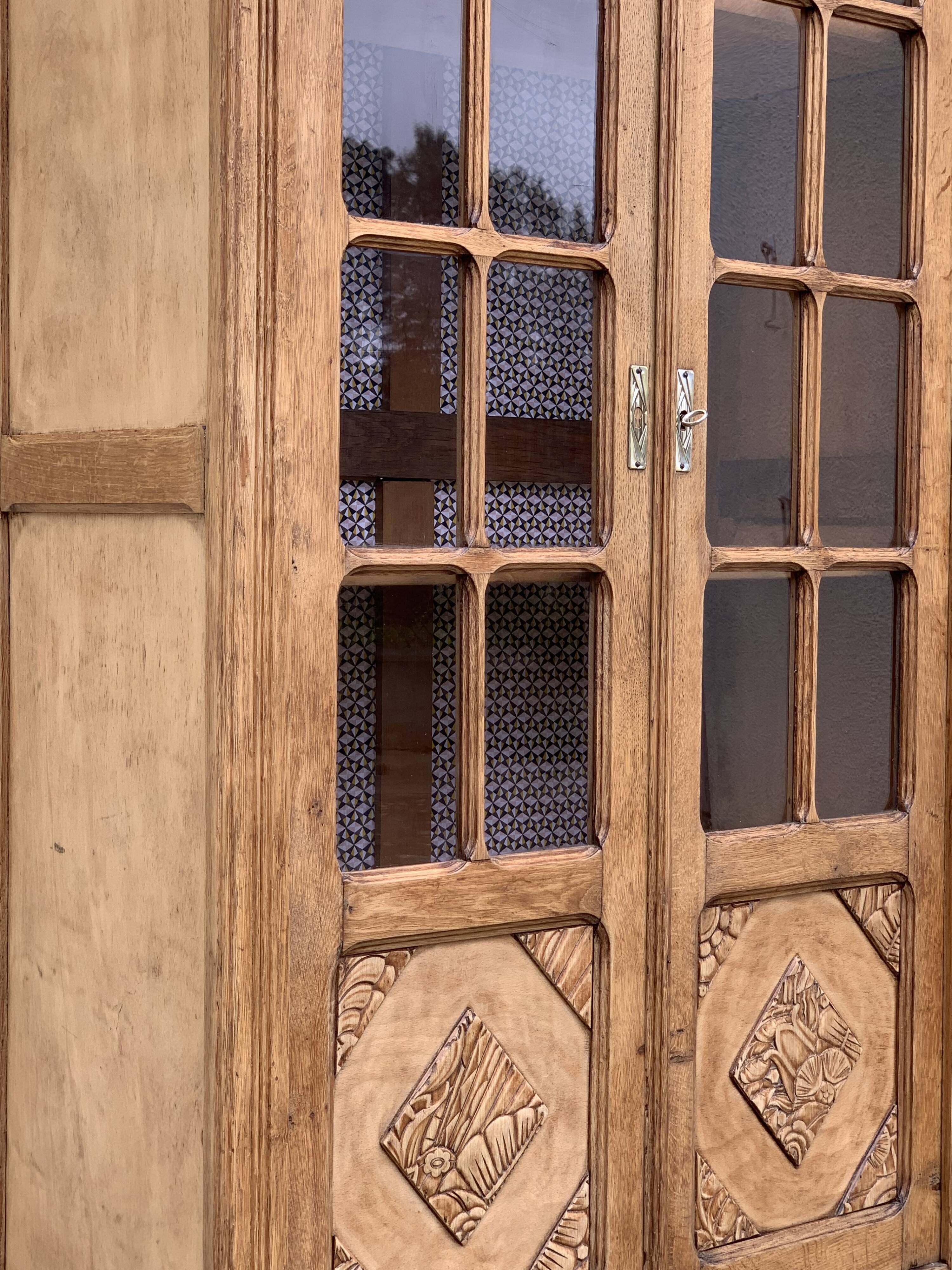Parisian wardrobe glazed art deco 1930 raw wood