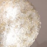 Elegant Murano Ceiling Light Gold and Trasparent Flower by Seguso for Venin