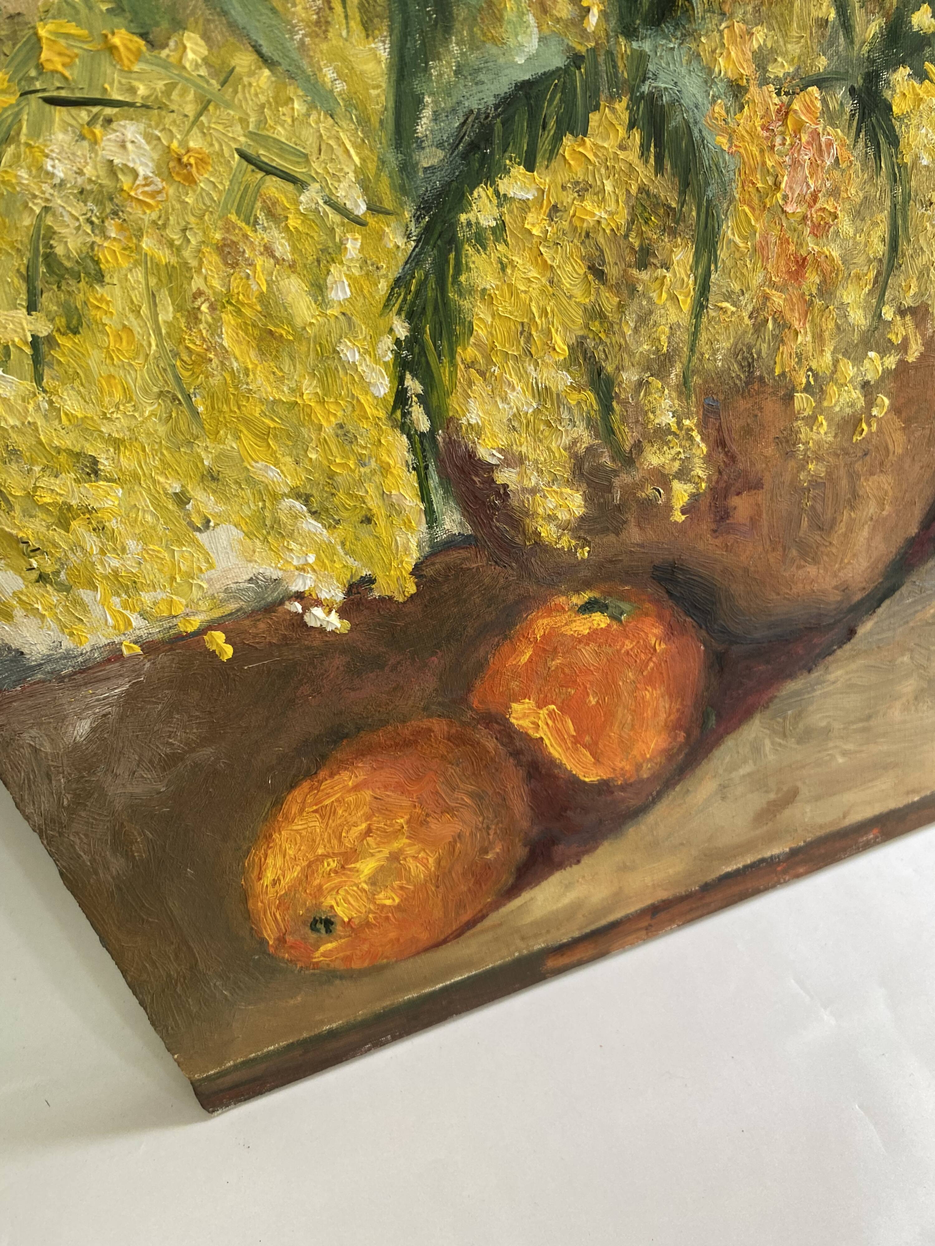 Oil on canvas still life "The Mimosa"
