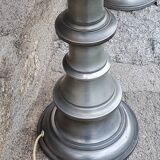 Pair of 70s Kaiser Leuchten lamps in brushed metal with original shades