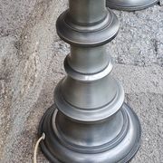 Pair of 70s Kaiser Leuchten lamps in brushed metal with original shades