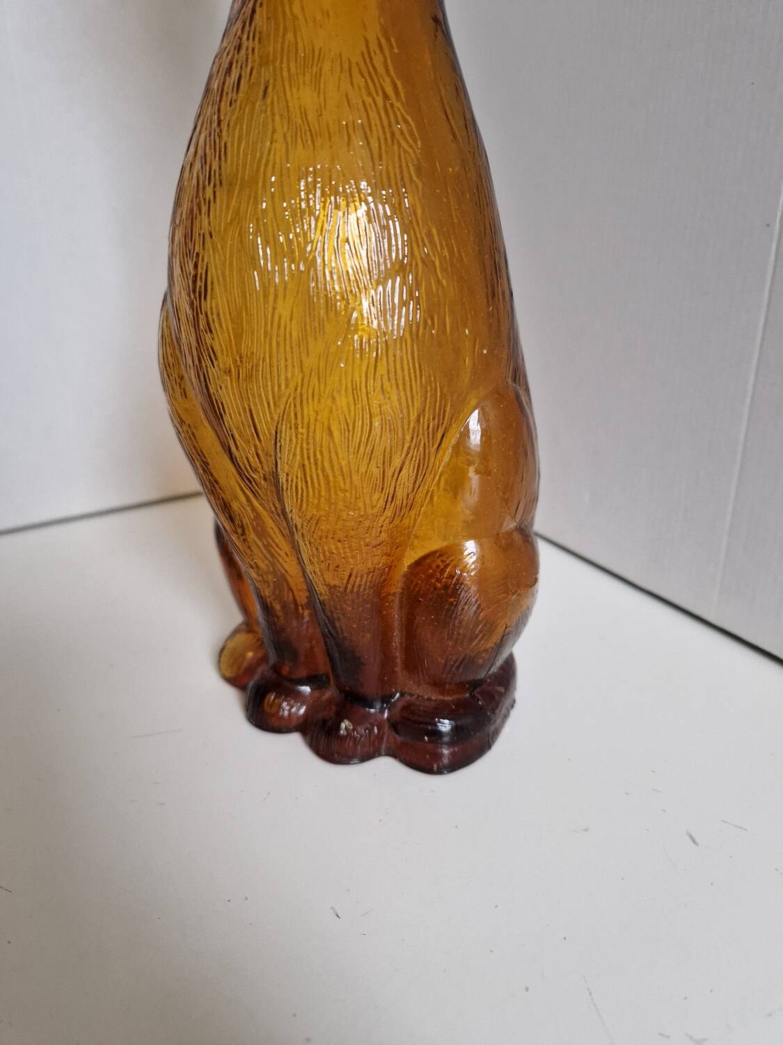 Vintage Empoli Amber Glass Cat Shaped Bottle