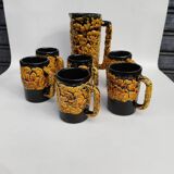Rare ceramic beer service from Vallauris, created by LUC. 1960s.