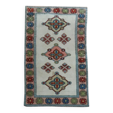Tapis couloir vintage turc Oushak fait main en laine et coton orange des années 1970, 101x148.