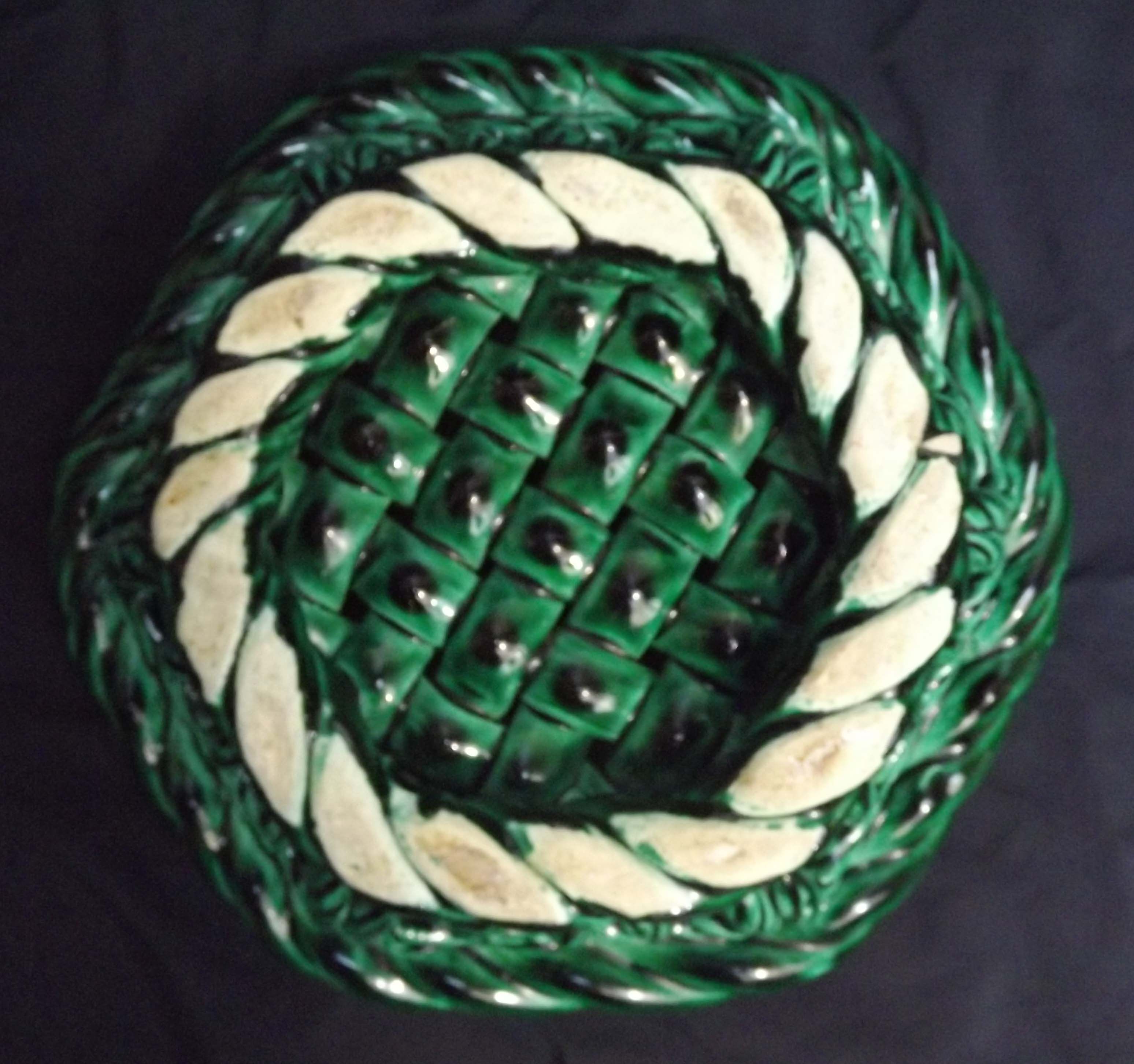 Braided ceramic fruit basket