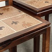 Danish nesting tables in rosewood and ceramic by Willy Ryomgard, Mo.