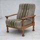 1970s, Danish armchair, original furniture wool fabric, solid oak wood.