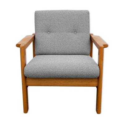 Fauteuil des années 70 en tissu gris