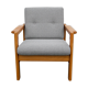 Fauteuil des années 70 en tissu gris