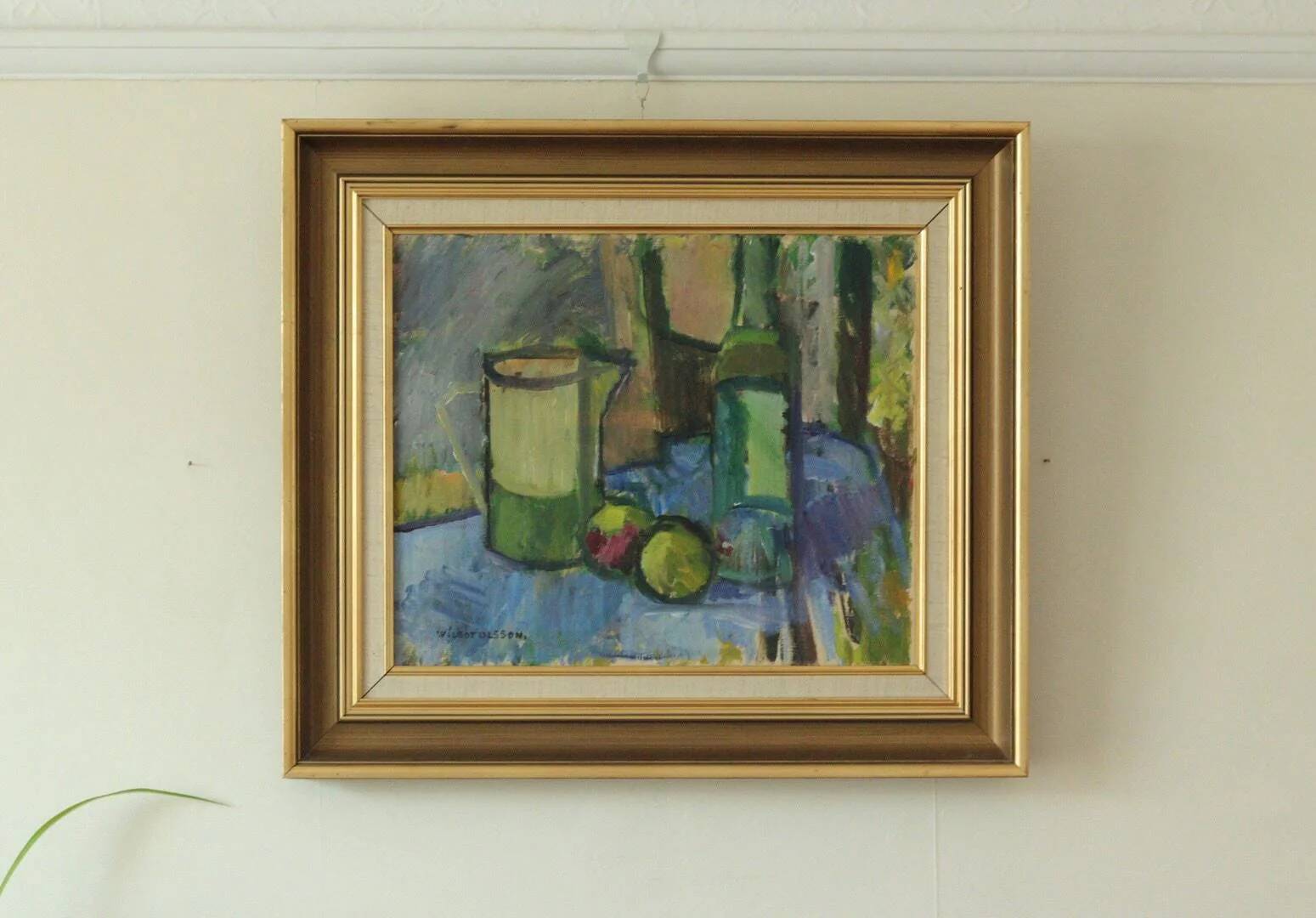 Nature morte originale sur toile du milieu du siècle – Wilgot Olsson
