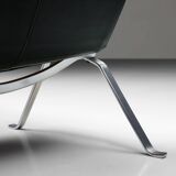 Black Leather Vintage Poul Kjaerholm PK22s for E. Kold Christensen 1960s