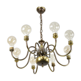 Viennese minimal brass 8-arm chandelier
