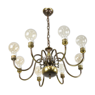Viennese minimal brass 8-arm chandelier