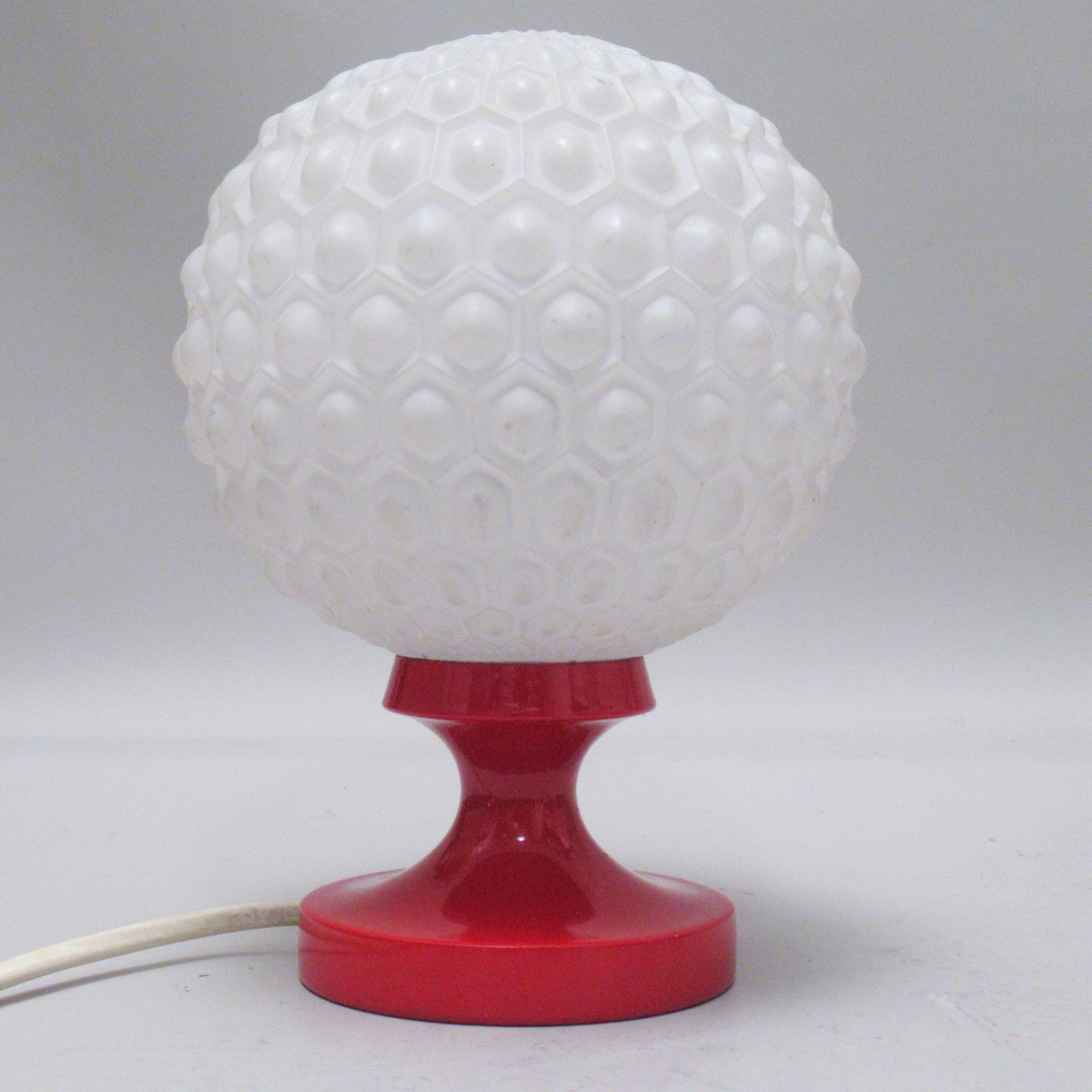 Paire de lampes boule rouge années 70