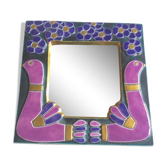Enamelled ceramic mirror by François Lembo