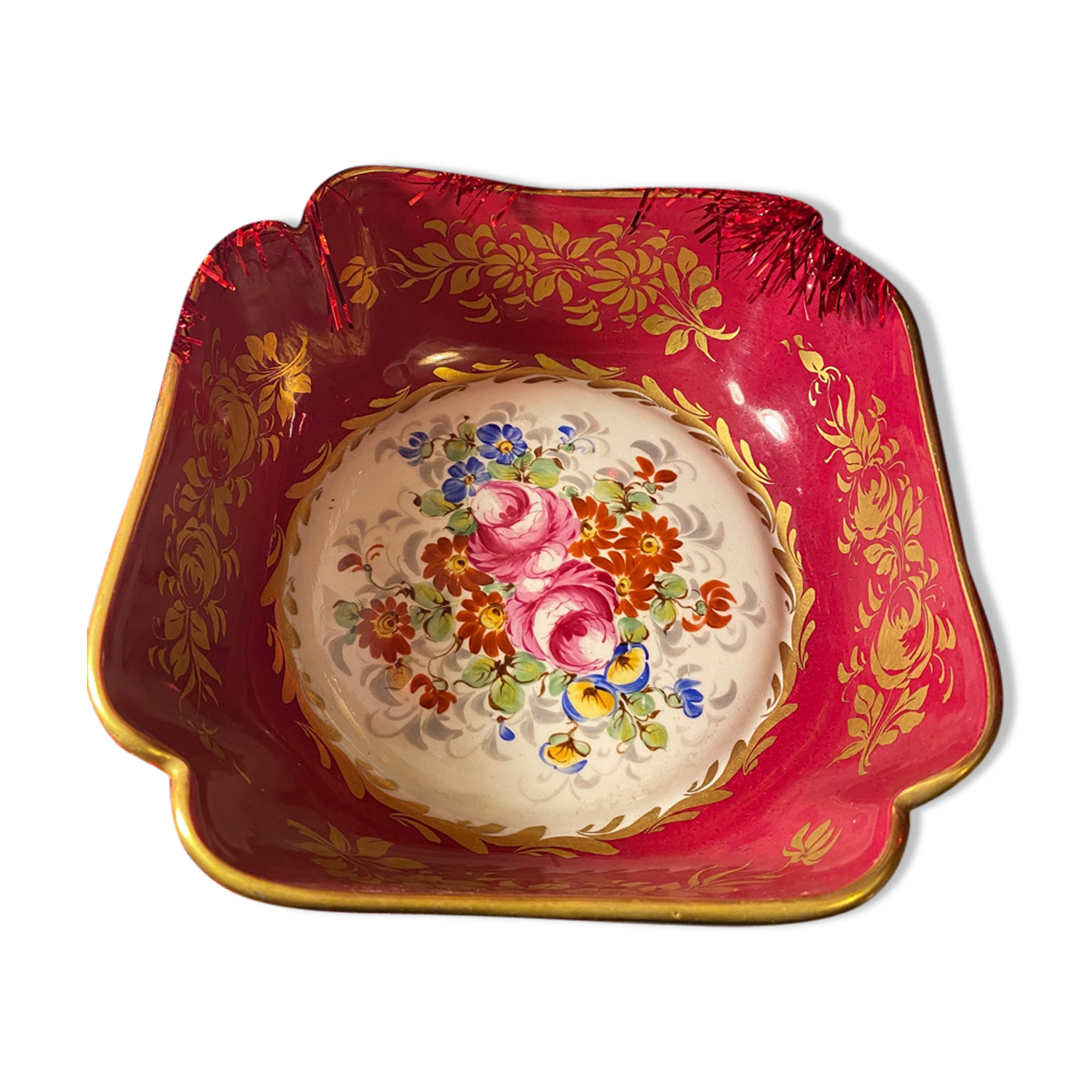 Plât Pillivuyt Fuchia and porcelain gold