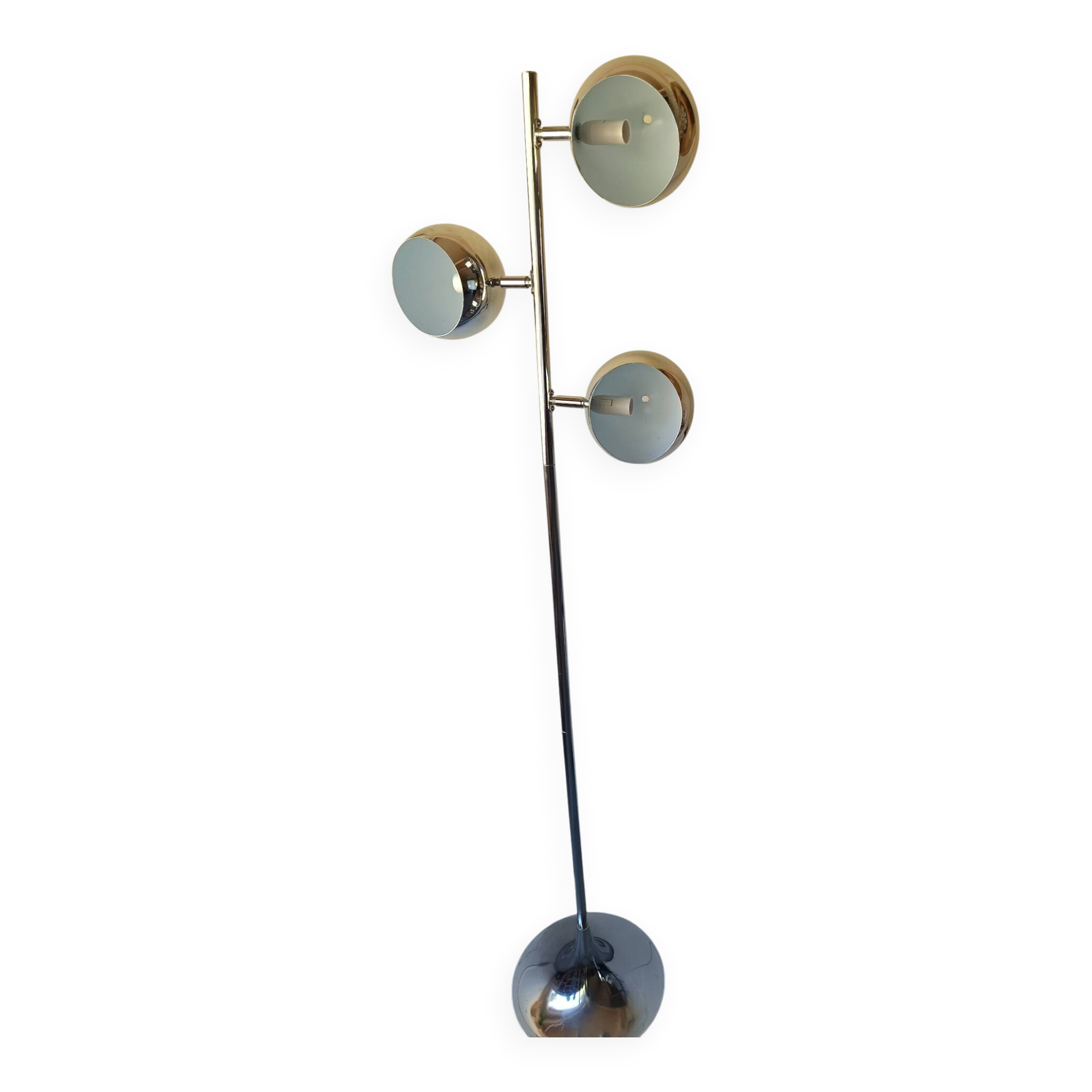 Vintage chrome floor lamp Space Age - 3 "Eyeball" globes (1970s)