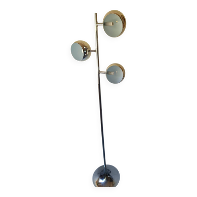 Lampadaire vintage chromé Space Age - 3 globes ''Eyeball'' (Années 70)