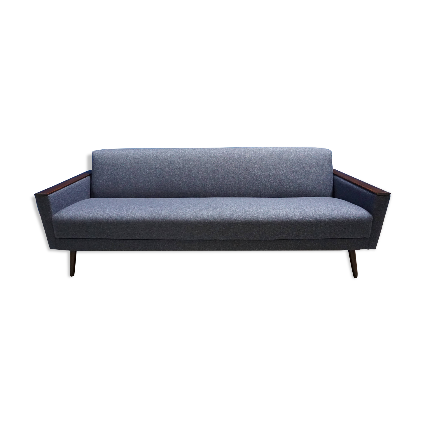Mid Century Danish Sofa Bed In Navy Blue Tweed 1960s Selency