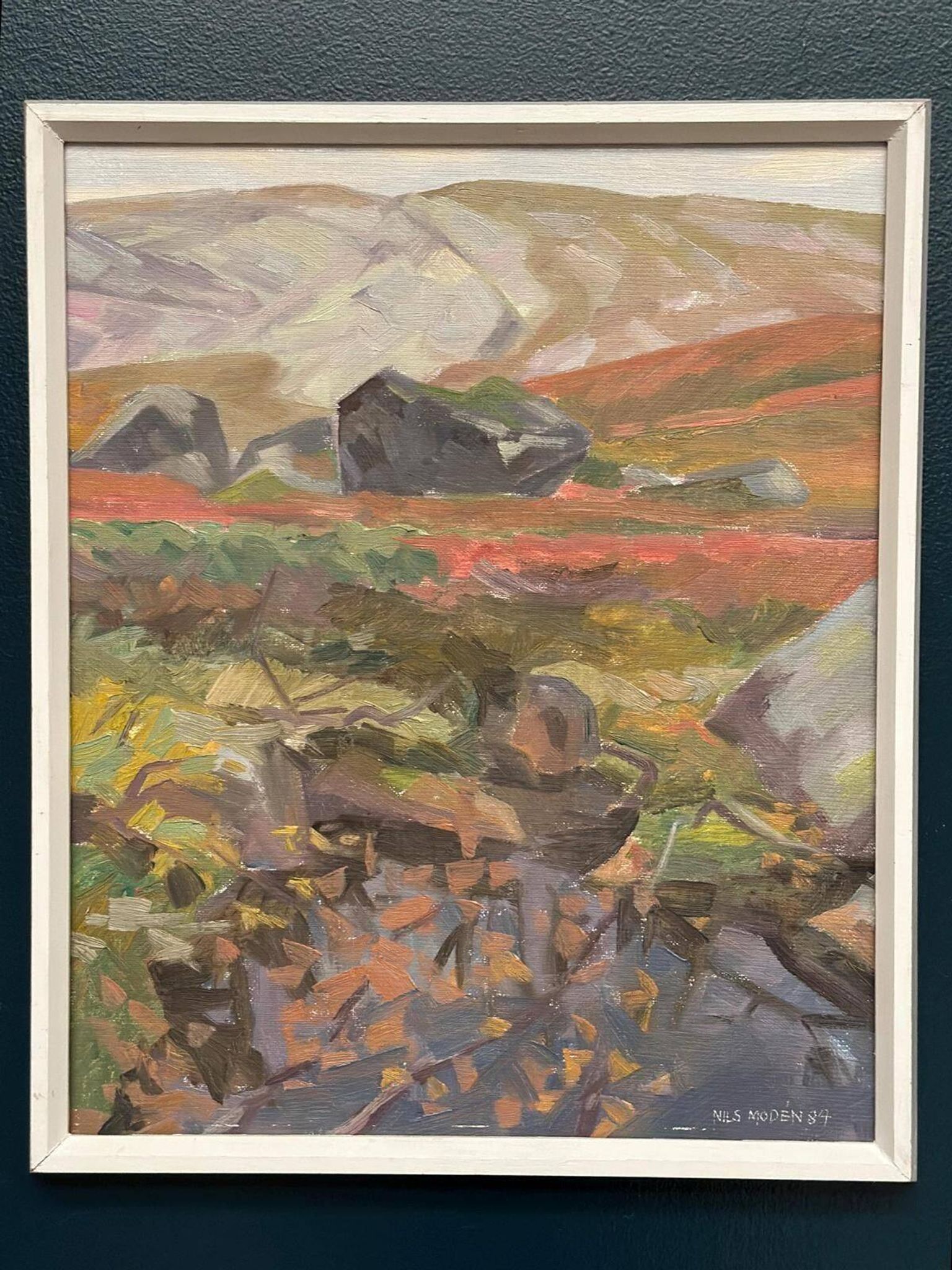 Original Mid Century Swedish Oil On Panel – “Woodland” By Nils Moden – Dated 1984 – Vintage & Framed