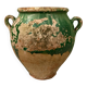 19th-century confit pot. Glazed green terracotta.