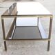 Table coffee in brass, bronze and smoked glass, France, 1950