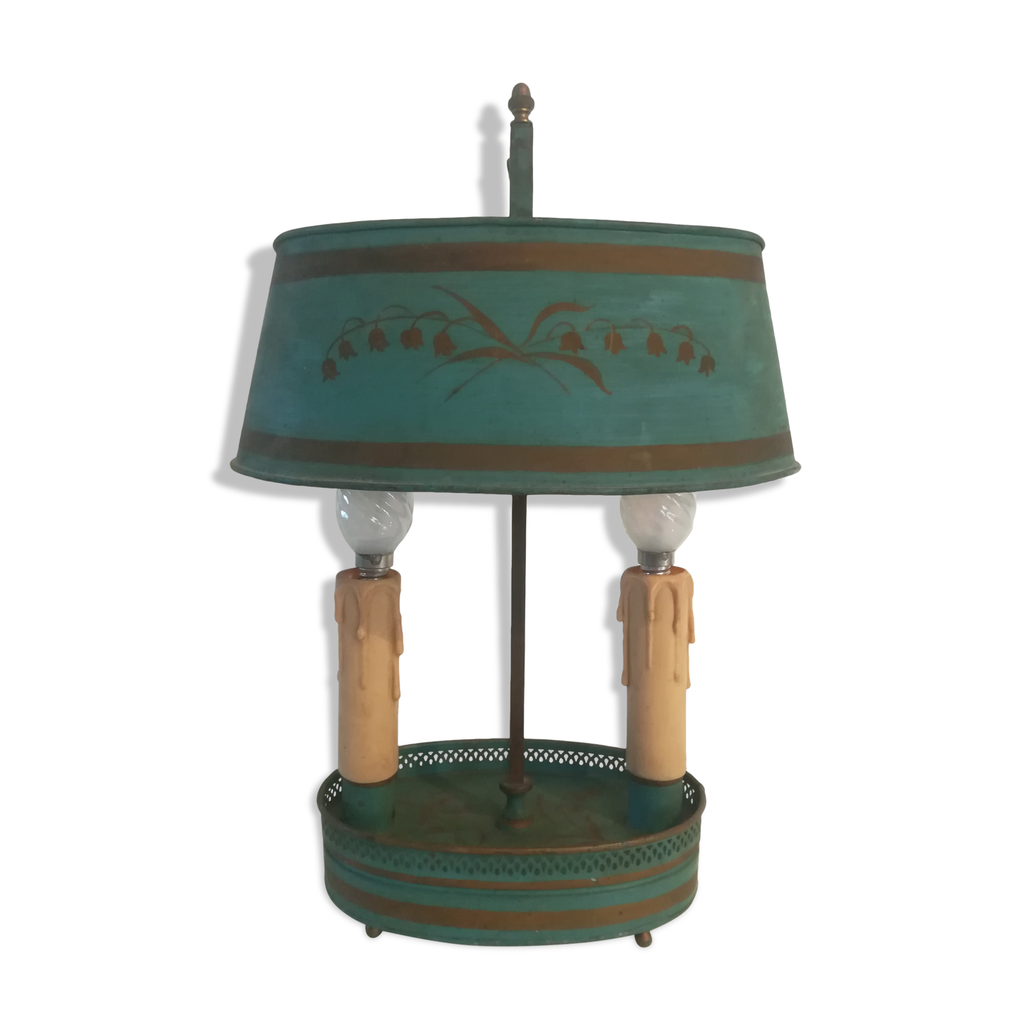 Painted metal hot water bottle lamp