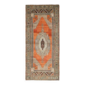 Tapis en laine et coton nouée à la main orange 150x348