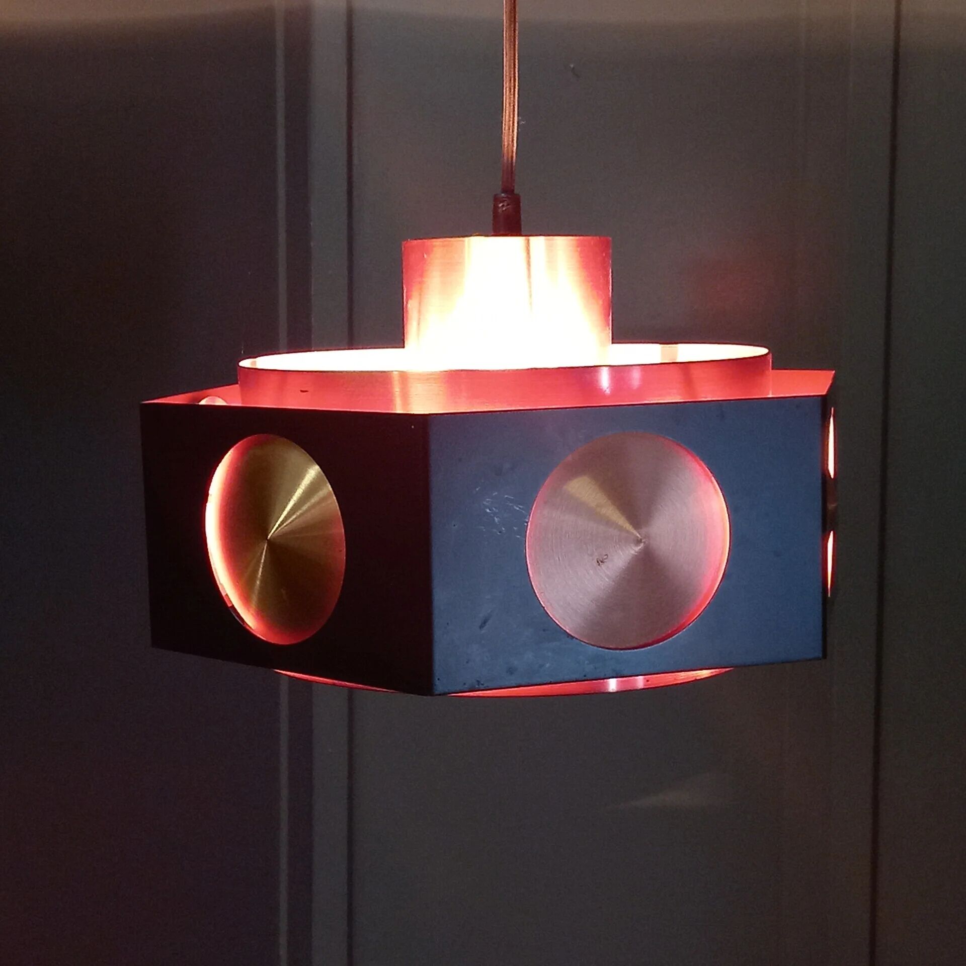 Vintage Space Age copper ceiling lamp by Birger Hammerstad