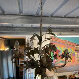 Flower painted metal chandelier